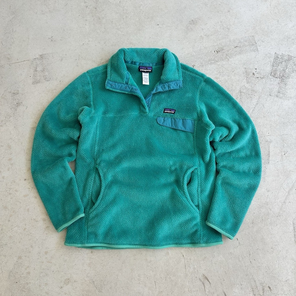Patagonia Teal Synchilla Snap T Button Women's Sherpa Pullover Sweater